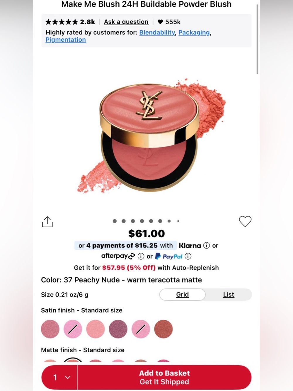 Yves Saint Laurent Make Me Blush — Peachy Nude Terracotta